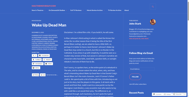 Security scan screenshot of https://macthemovieguy.com/2025/12/13/wake-up-dead-man/