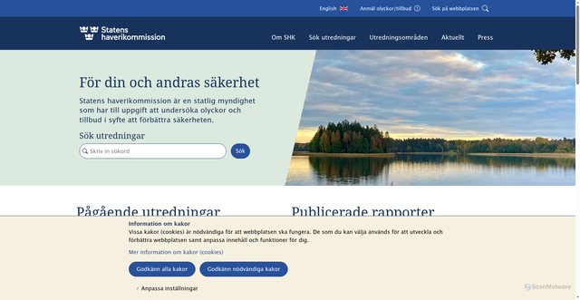 Security scan screenshot of https://www.shk.se