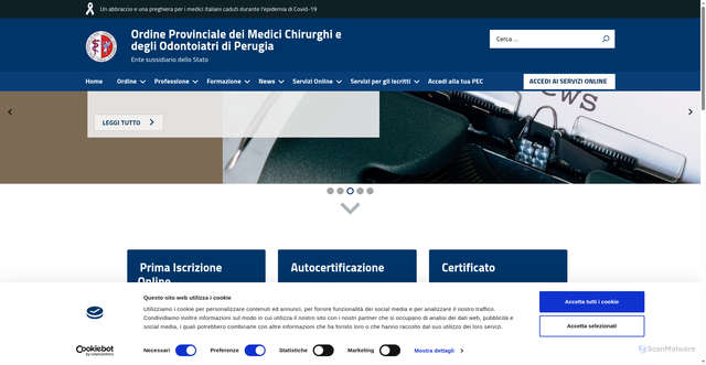 Security scan screenshot of https://www.ordinemediciperugia.it