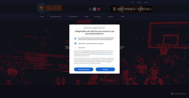 Security scan screenshot of https://collegeinsider.com/