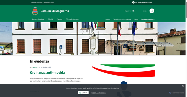 Security scan screenshot of https://www.comune.magherno.pv.it