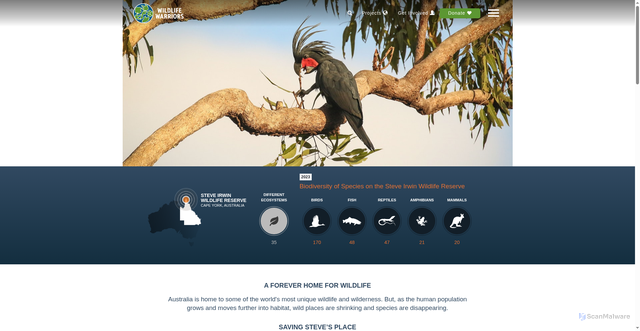 Security scan screenshot of https://wildlifewarriors.org.au/conservation-projects/steve-irwin-wildlife-reserve/