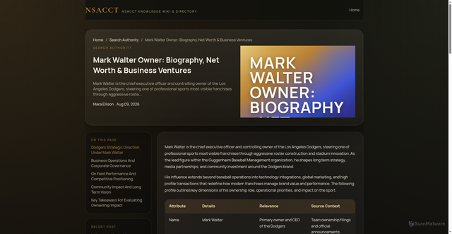 Security scan screenshot of https://wiki.nsacct.org/article/mark-walter-owner-biography-net-worth-business-ventures