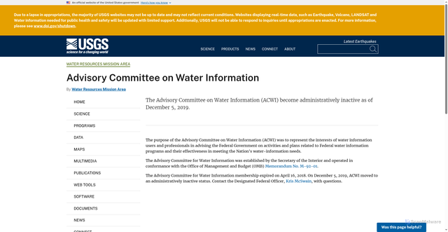 Security scan screenshot of https://www.usgs.gov/mission-areas/water-resources/advisory-committee-water-information