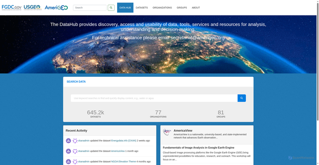 Security scan screenshot of https://data.amerigeoss.org