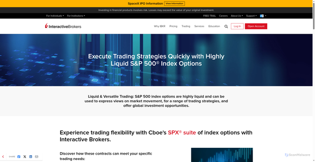 Security scan screenshot of https://www.interactivebrokers.ie/en/trading/cboe.php