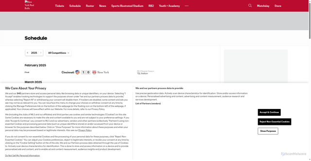 Security scan screenshot of https://www.newyorkredbulls.com/schedule/matches