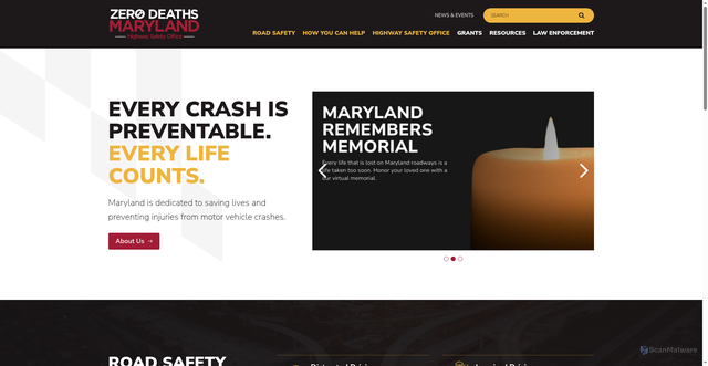 Security scan screenshot of https://zerodeathsmd.gov/