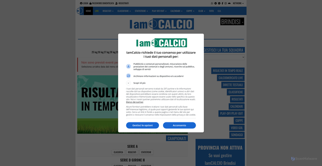 Security scan screenshot of https://brindisi.iamcalcio.it