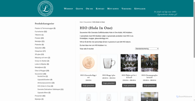 Security scan screenshot of https://sportpriser.se/produkt-kategori/hio/