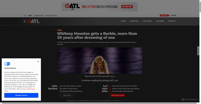 Security scan screenshot of https://www.uatl.com/news/2026/08/whitney-houston-gets-a-barbie-more-than-20-years-after-dreaming-of-one/