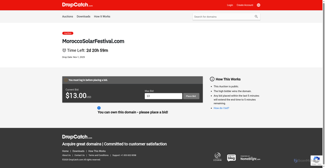 Security scan screenshot of https://moroccosolarfestival.com/