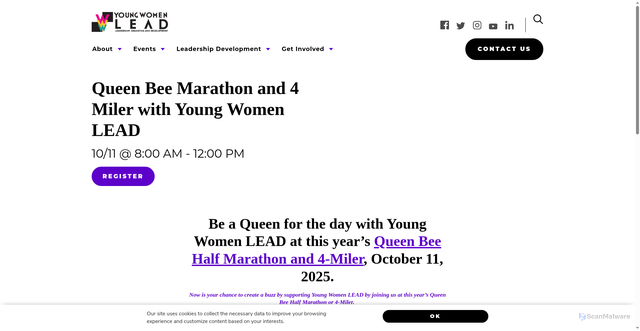 Security scan screenshot of https://www.youngwomenlead.com/events-calendar/queenbee/