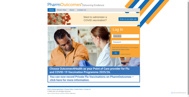 Security scan screenshot of https://pharmoutcomes.org