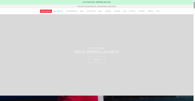 Security scan screenshot of https://www.sprayground.com