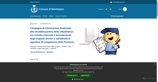 Security scan screenshot of https://www.comune.montelparo.fm.it/it