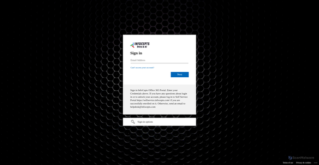 Security scan screenshot of https://infoceptstech-my.sharepoint.com