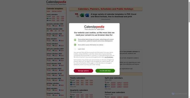 Security scan screenshot of https://www.calendarpedia.com