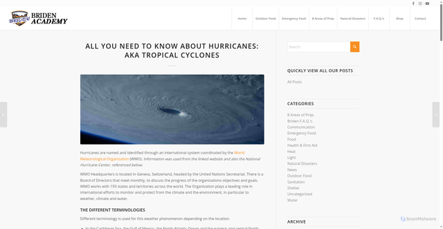 Security scan screenshot of https://bridensolutions.ca/BridenAcademy/all-you-need-to-know-about-hurricanes-aka-tropical-cyclones/?srsltid=AU7gw4U9Q00TVbWe_9F7zDjDHTKVKZGg-sUPspfVeiDrhLu6Kv1mqzVz