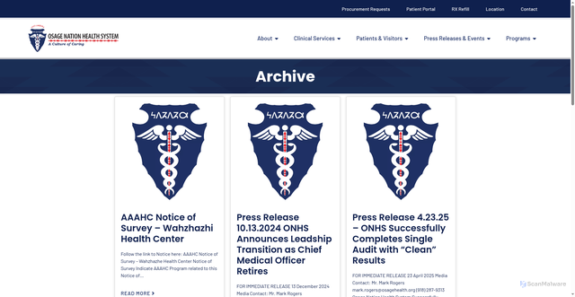 Security scan screenshot of https://osagehealth.org