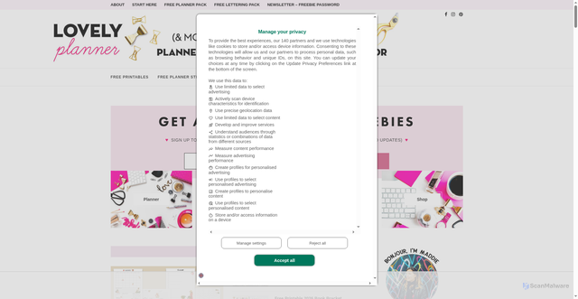 Security scan screenshot of https://lovelyplanner.com