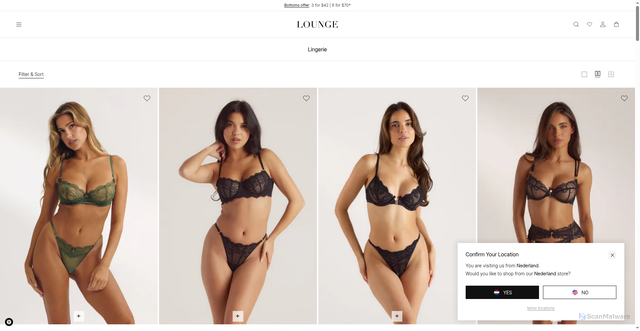 Security scan screenshot of https://us.lounge.com/collections/lingerie