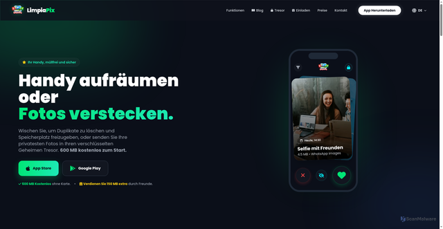 Security scan screenshot of http://limpiapix.com/de.html
