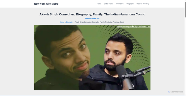 Security scan screenshot of https://newyorkcitymetro.com/blog/akash-singh-comedian/
