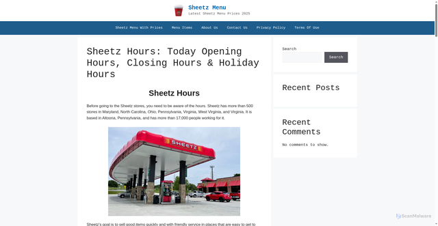 Security scan screenshot of https://www.sheetzmenu.onl/sheetz-hours/
