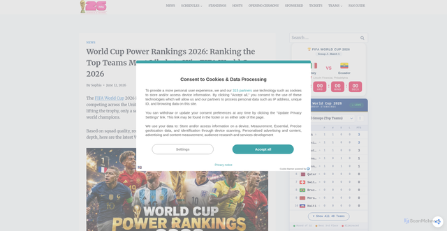 Security scan screenshot of https://fwcschedule.com/2026-world-cup-power-rankings-10-teams/