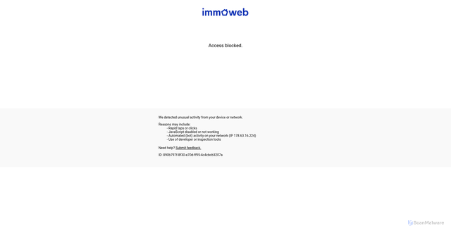 Security scan screenshot of https://www.immoweb.be