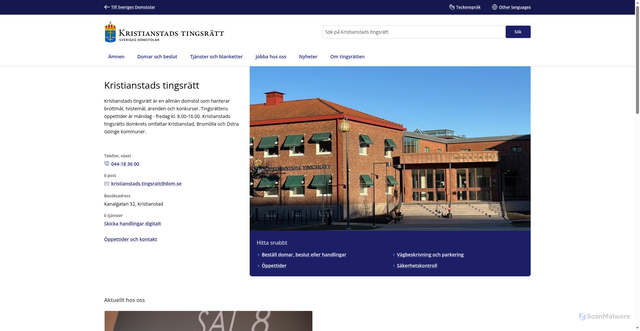 Security scan screenshot of https://www.kristianstadstingsratt.domstol.se
