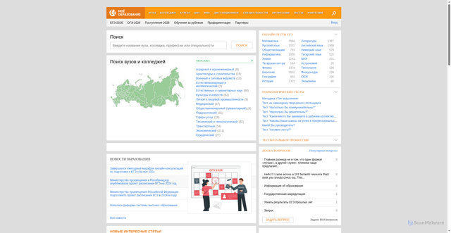 Security scan screenshot of https://moeobrazovanie.ru