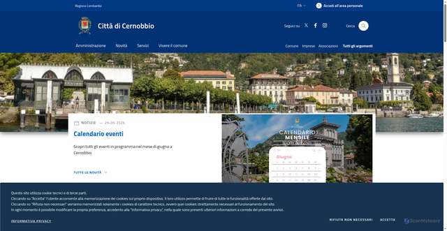 Security scan screenshot of https://www.comune.cernobbio.co.it