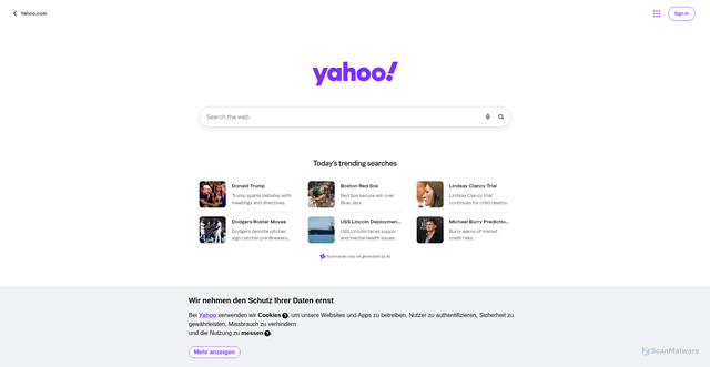 Security scan screenshot of https://us.search.yahoo.com