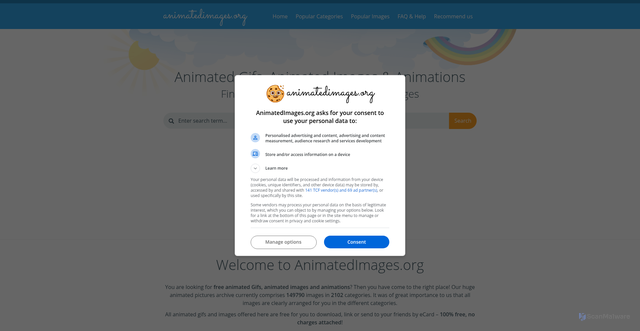 Security scan screenshot of https://animatedimages.org
