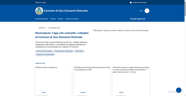 Security scan screenshot of https://www.comune.sangiovannirotondo.fg.it/it
