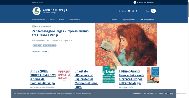 Security scan screenshot of https://www.comune.rovigo.it