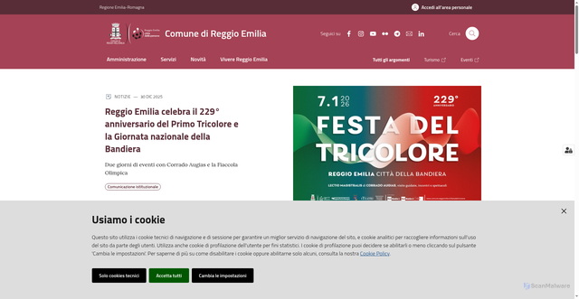 Security scan screenshot of https://www.comune.reggioemilia.it/