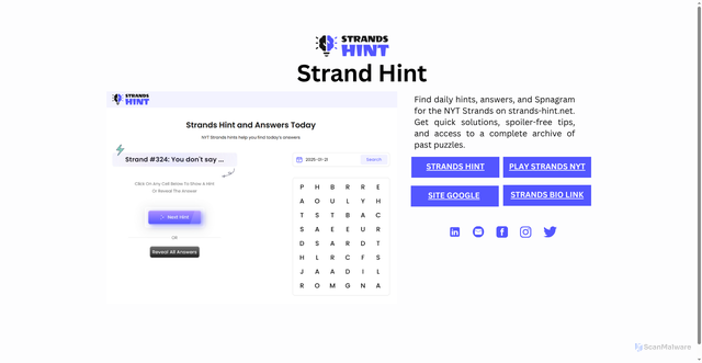 Security scan screenshot of https://strandshints.my.canva.site/