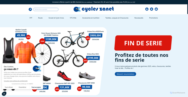 Security scan screenshot of https://www.cycles-zanet.com