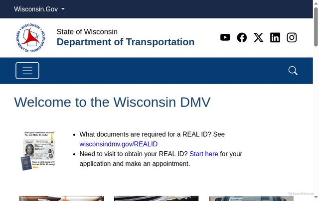 Security scan screenshot of https://wisconsindot.gov/Pages/online-srvcs/external/dmv.aspx