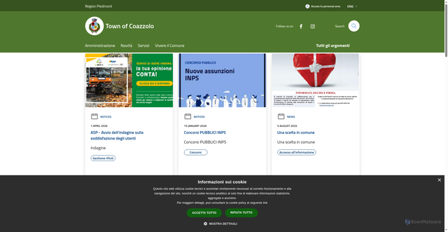Security scan screenshot of https://www.comune.coazzolo.at.it
