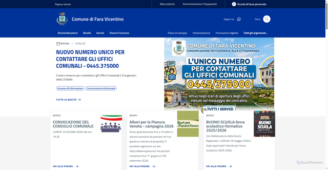 Security scan screenshot of https://www.comune.faravicentino.vi.it