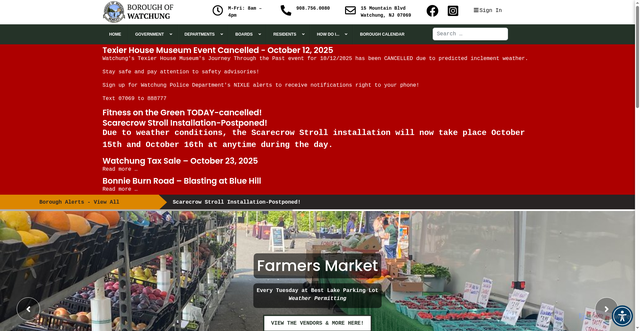 Security scan screenshot of https://watchungnj.gov/