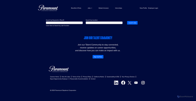 Security scan screenshot of https://careers.paramount.com/
