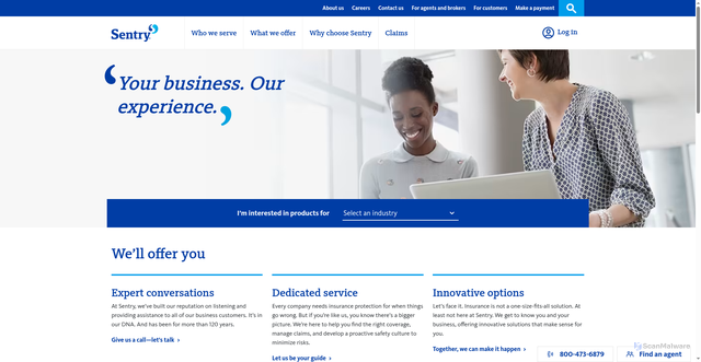 Security scan screenshot of https://www.sentry.com/