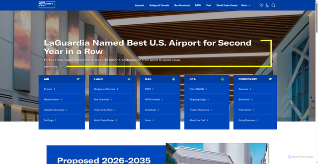 Security scan screenshot of https://www.panynj.gov/port-authority/en/index.html