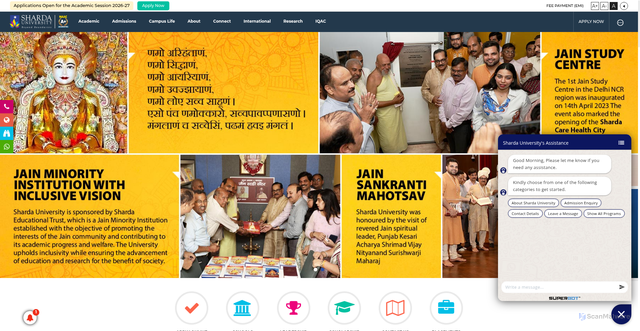 Security scan screenshot of https://sharda.ac.in