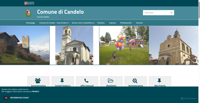 Security scan screenshot of https://www.comune.candelo.bi.it/hh/index.php